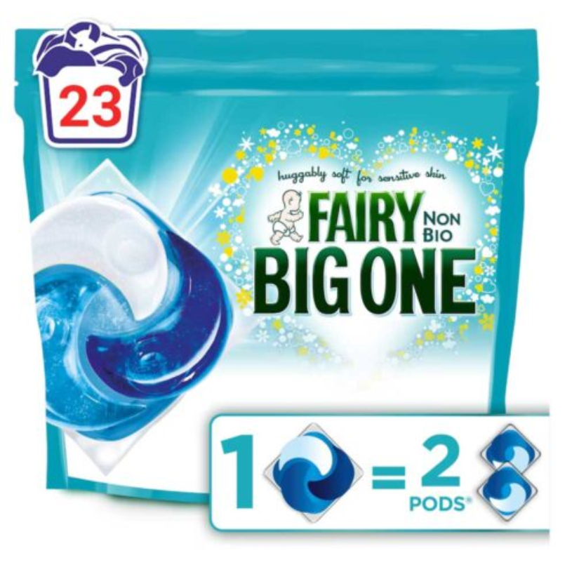 Fairy Non Bio The Big One PODS Laundry Detergent Capsules, 23 Washes